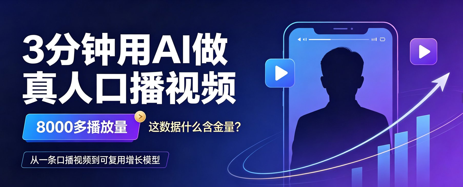 3分钟用AI做真人口播视频，8000多播放量，从一条口播视频到可复用增长模型